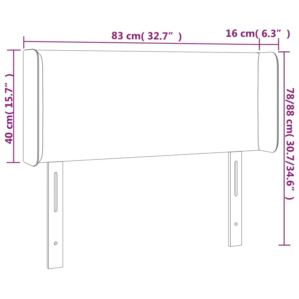 vidaXL Cabeceira de cama c/ abas veludo 83x16x78/88 cm rosa