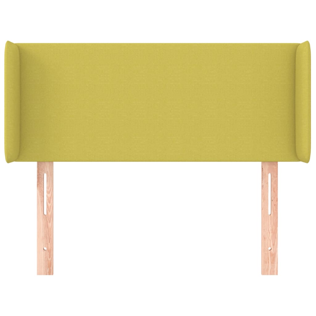 vidaXL Cabeceira de cama c/ abas tecido 103x16x78/88 cm verde