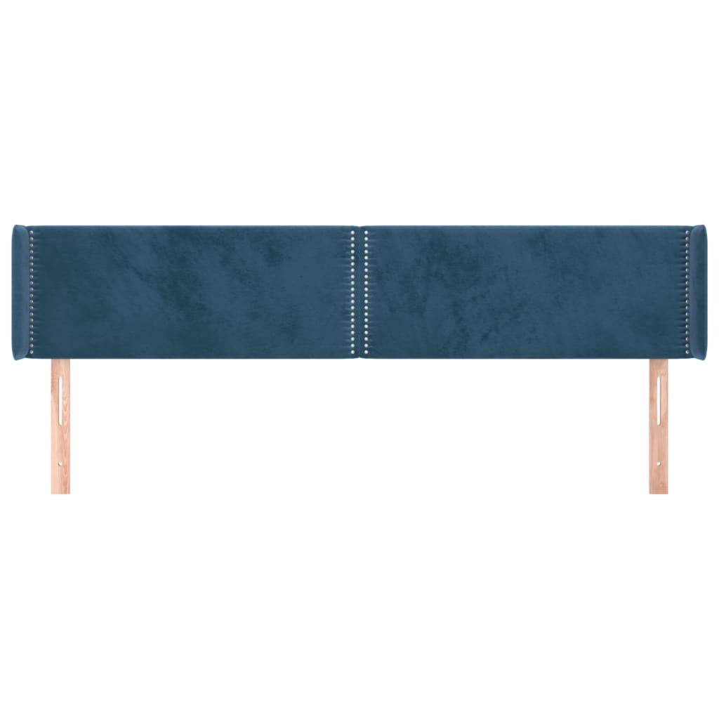 vidaXL Cabeceira de cama c/ abas tecido 183x16x78/88cm azul-escuro