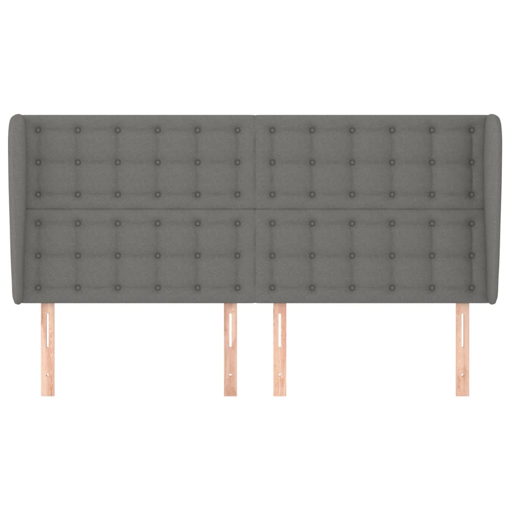 vidaXL Cabeceira cama c/ abas tecido 183x23x118/128 cm cinzento-escuro