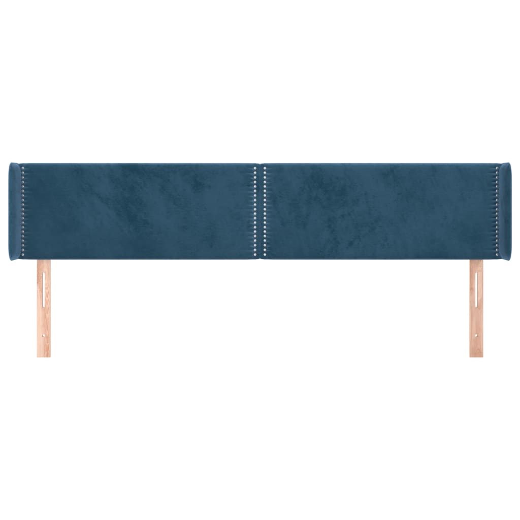 vidaXL Cabeceira de cama c/ abas veludo 163x16x78/88cm azul-escuro