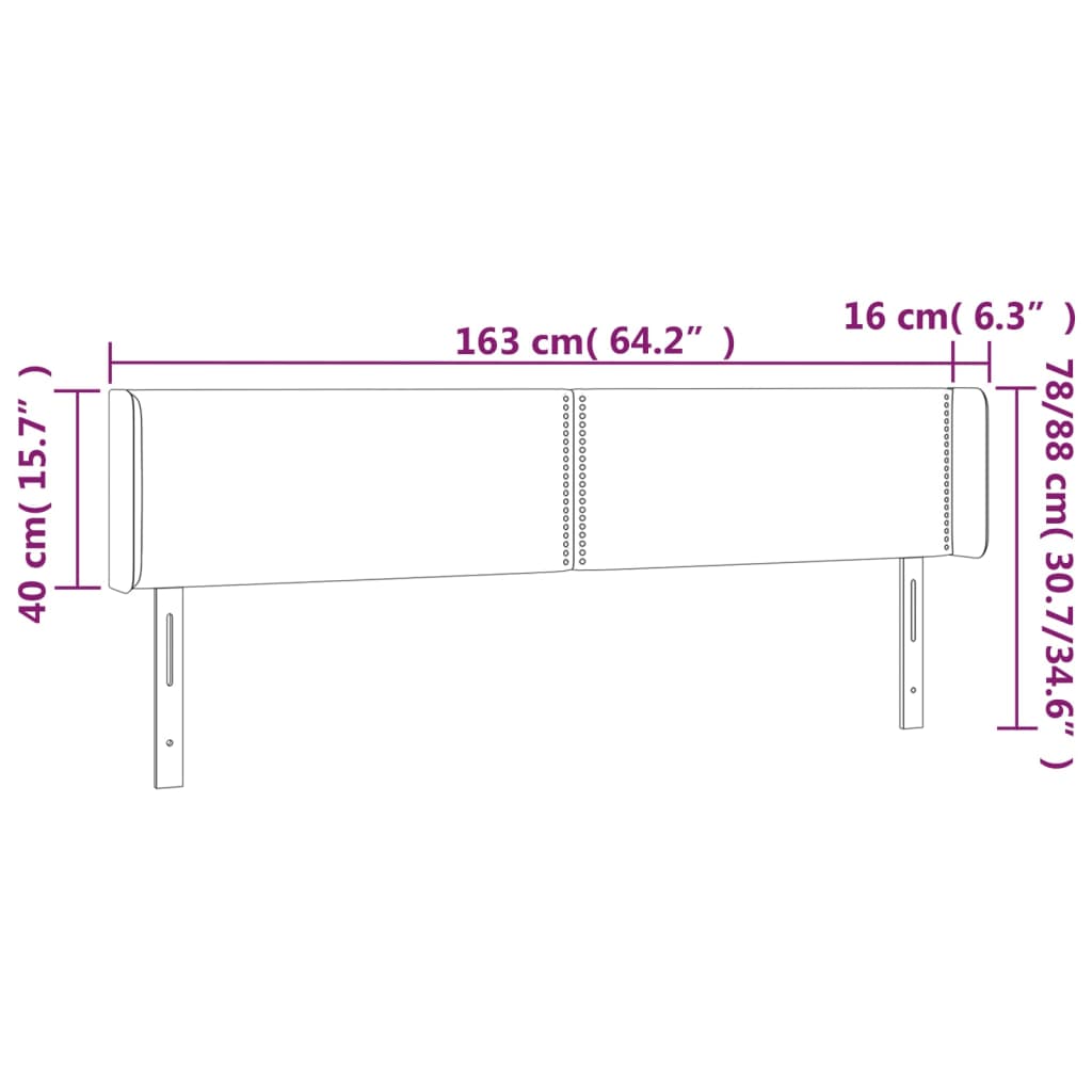 vidaXL Cabeceira de cama c/ abas veludo 163x16x78/88cm azul-escuro