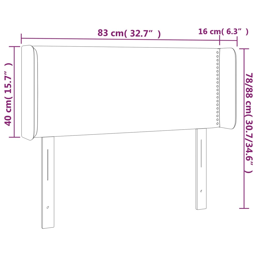 vidaXL Cabeceira de cama c/ abas tecido 83x16x78/88 cm preto