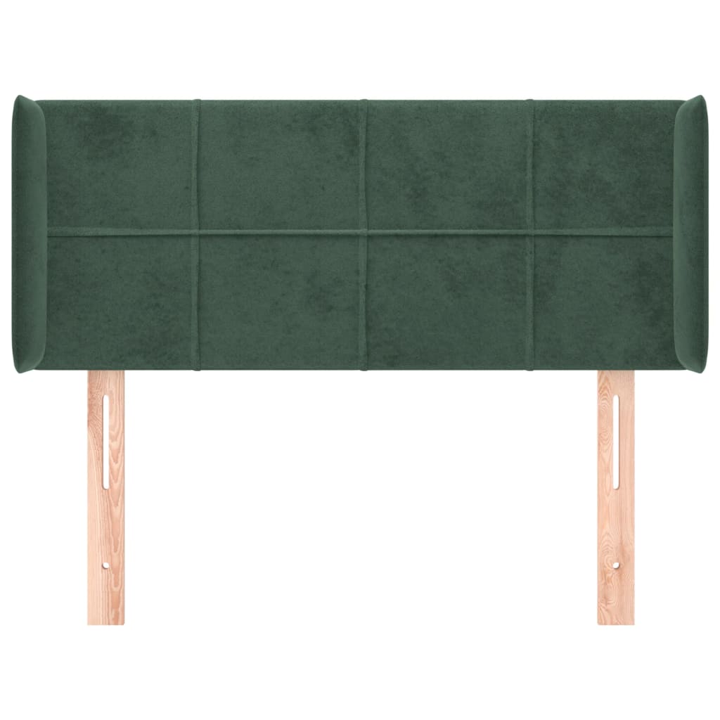 vidaXL Cabeceira de cama c/ abas veludo 93x16x78/88 cm verde-escuro