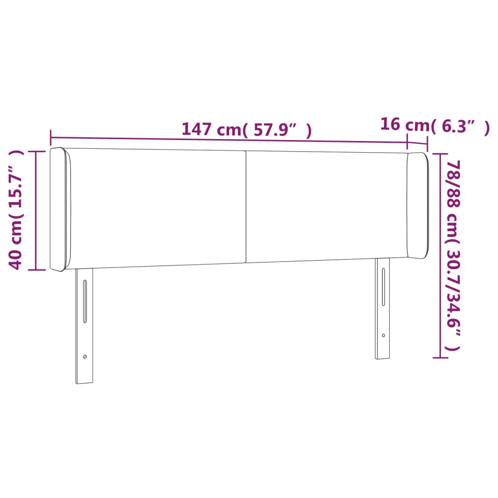 vidaXL Cabeceira de cama c/ abas couro artificial 147x16x78/88cm cinza