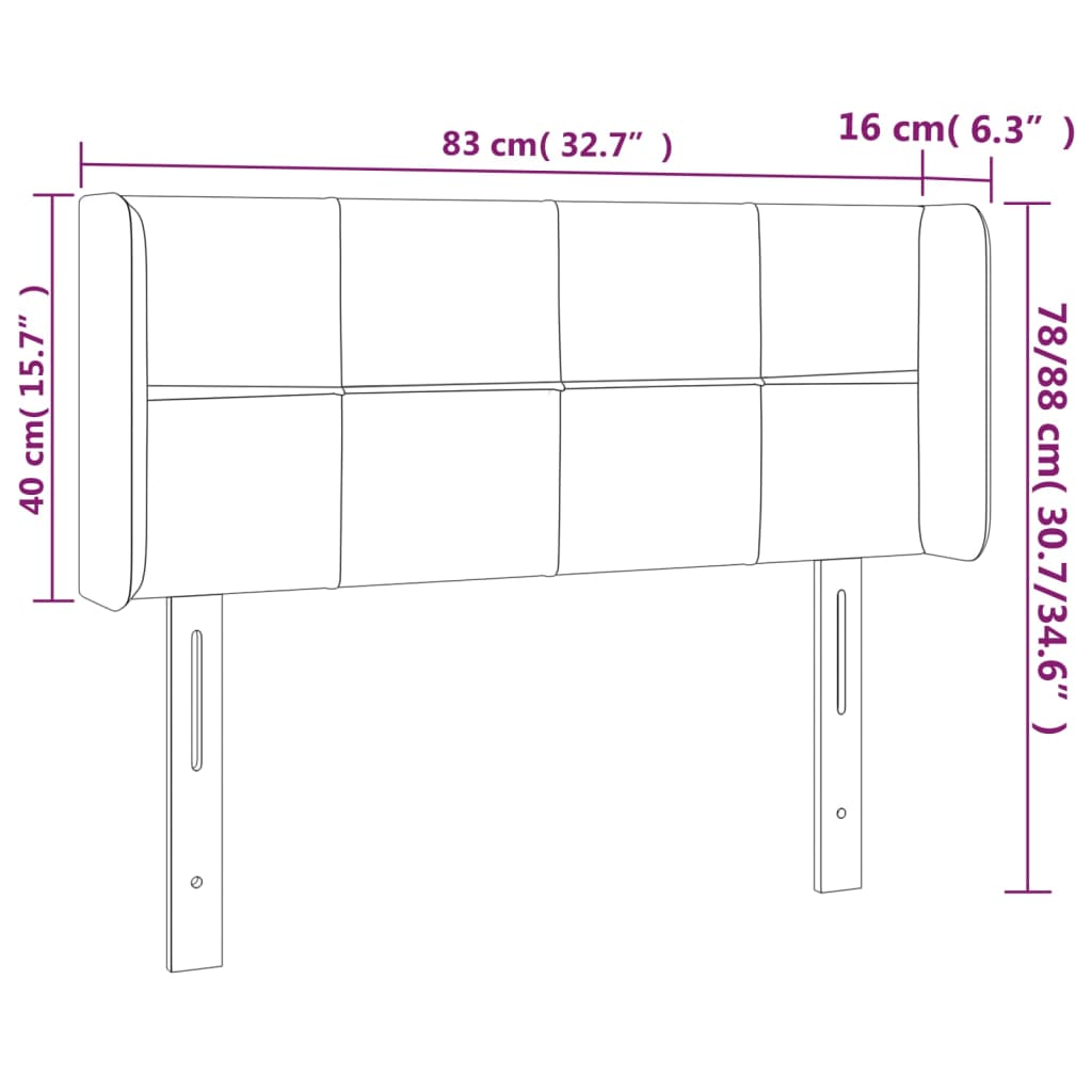 vidaXL Cabeceira de cama c/ abas tecido 83x16x78/88 cm azul