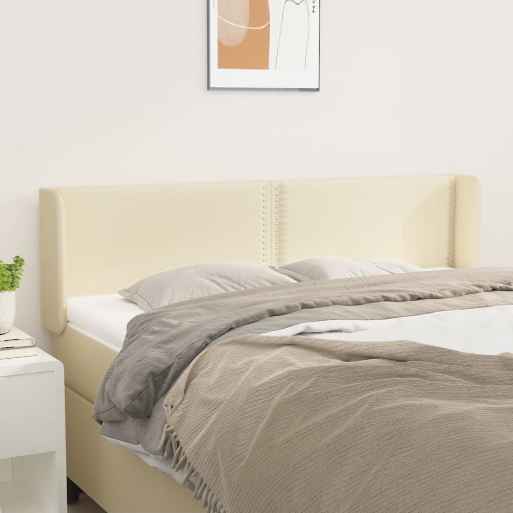 vidaXL Cabeceira de cama c/ abas couro artificial 147x16x78/88cm creme