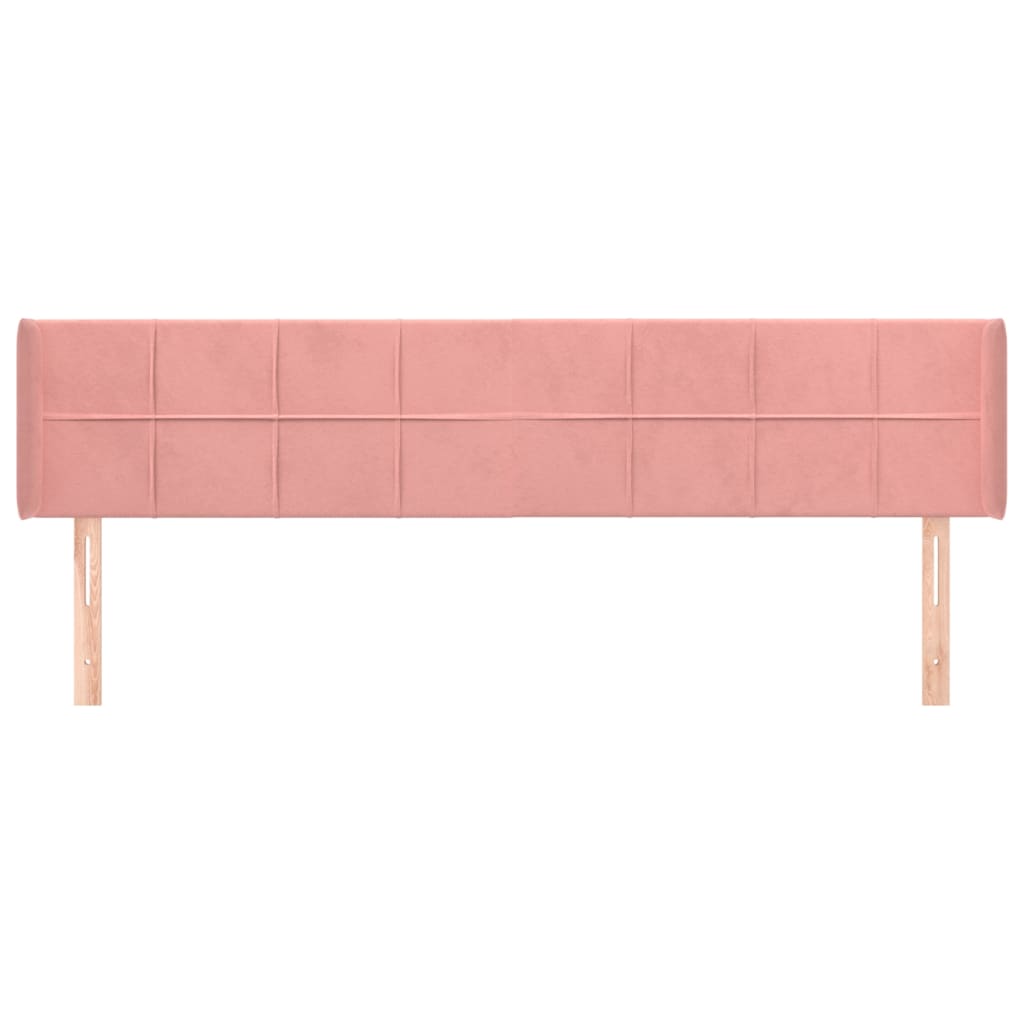 vidaXL Cabeceira de cama c/ abas veludo 203x16x78/88 cm rosa