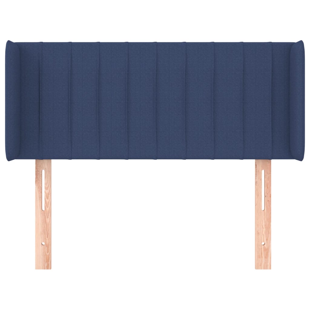 vidaXL Cabeceira de cama c/ abas tecido 93x16x78/88 cm azul