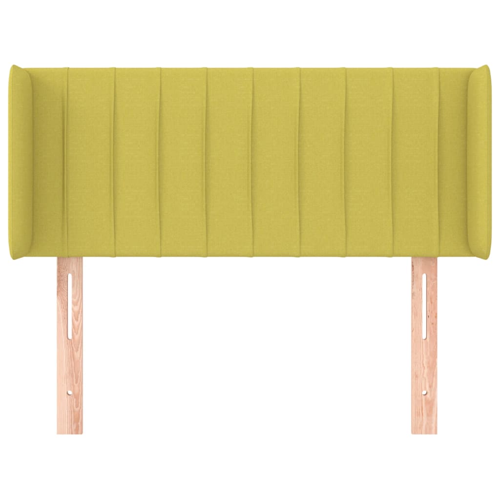 vidaXL Cabeceira de cama c/ abas tecido 103x16x78/88 cm verde