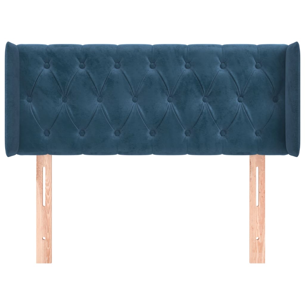 vidaXL Cabeceira de cama c/ abas veludo 93x16x78/88 cm azul-escuro