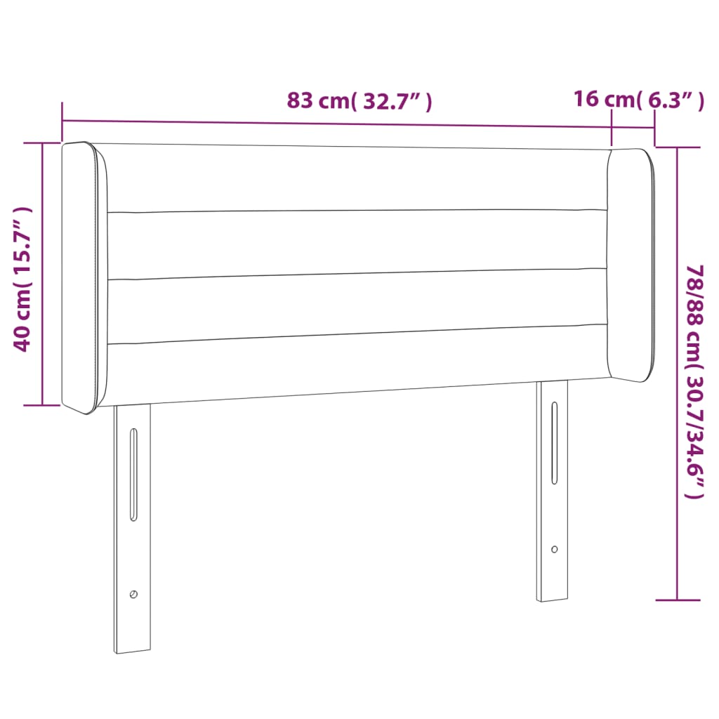 vidaXL Cabeceira de cama c/ abas tecido 83x16x78/88 cm castanho