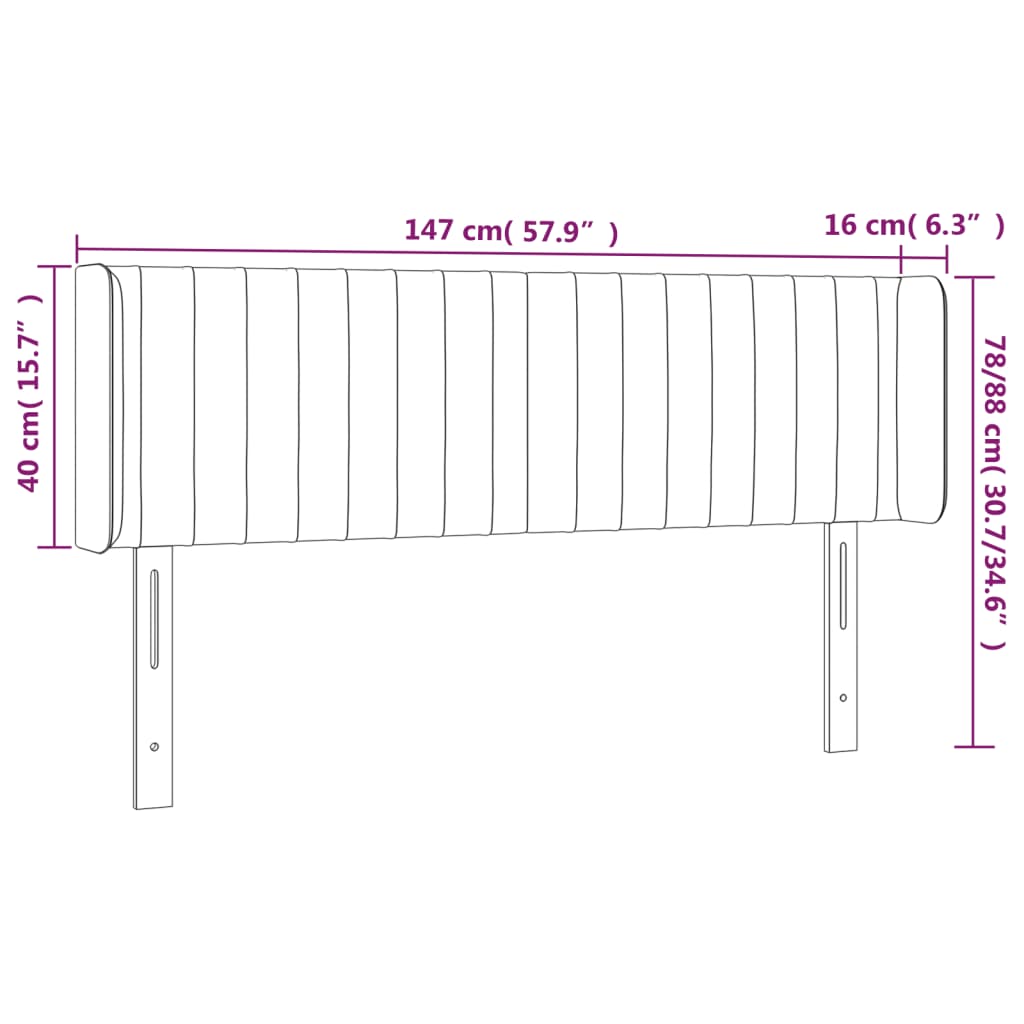 vidaXL Cabeceira de cama c/ abas veludo 147x16x78/88cm cinzento-escuro