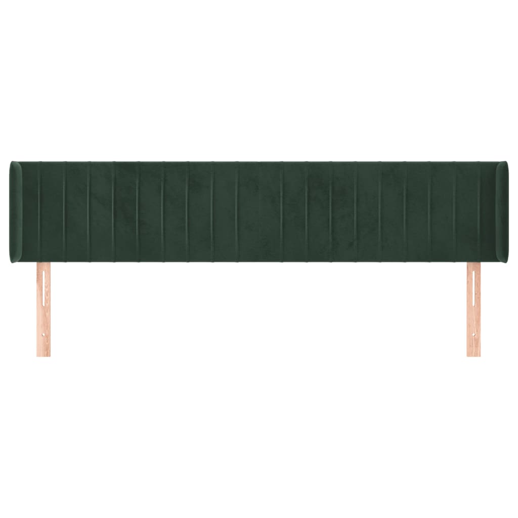 vidaXL Cabeceira de cama c/ abas veludo 183x16x78/88cm verde-escuro