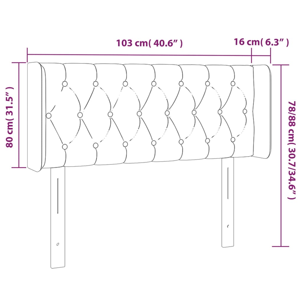 vidaXL Cabeceira de cama c/ abas veludo 93x16x78/88 cm cinzento-claro