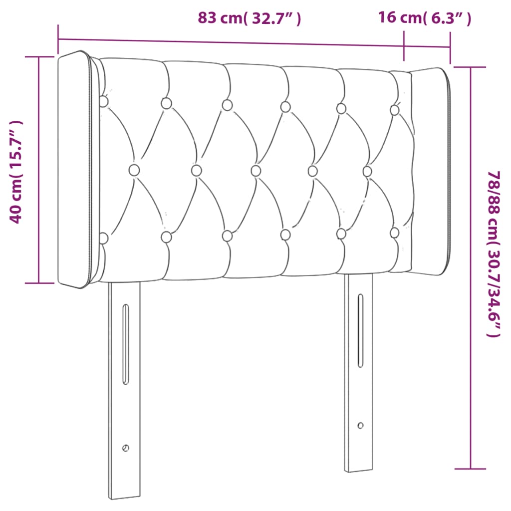 vidaXL Cabeceira de cama c/ abas tecido 83x16x78/88 cm castanho