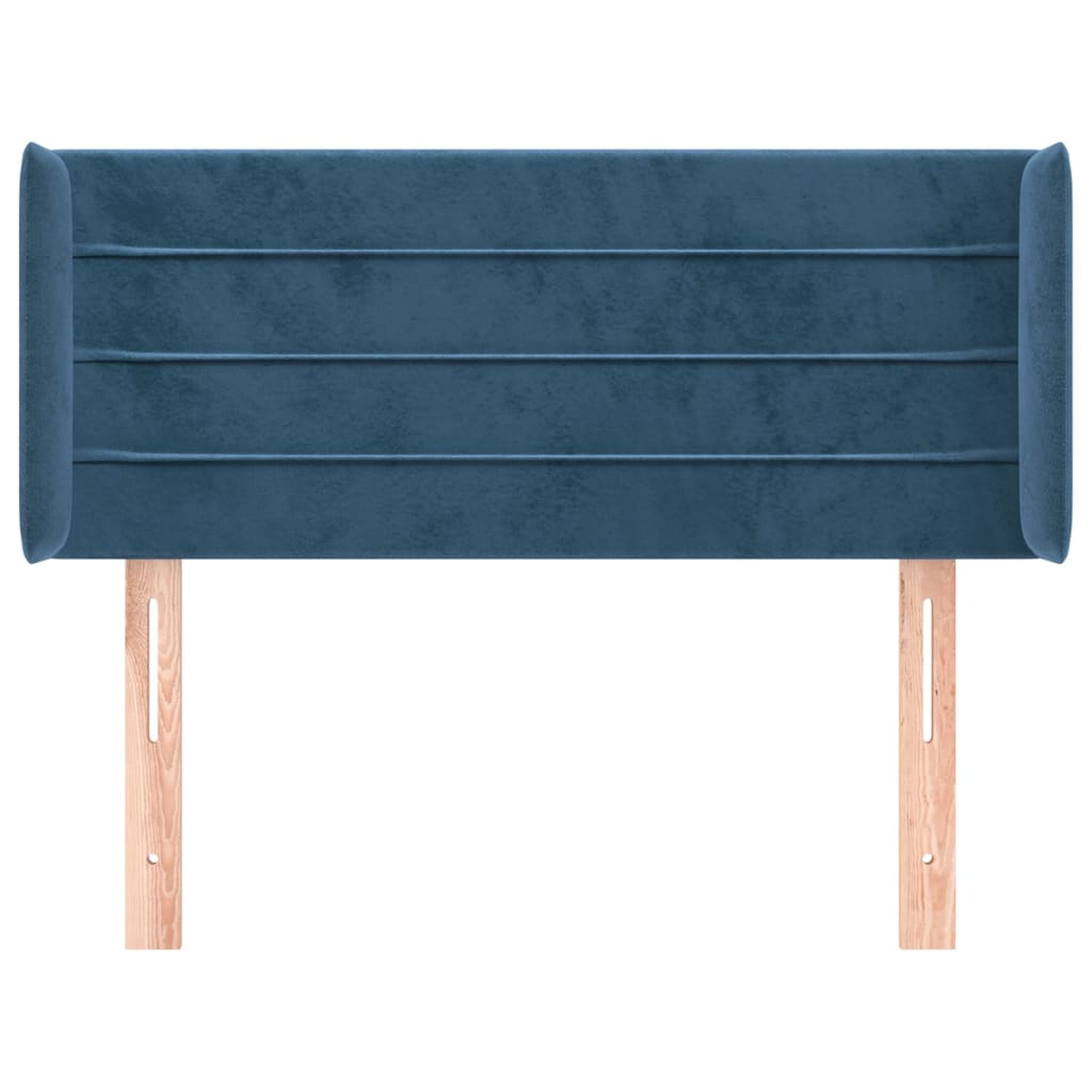 vidaXL Cabeceira de cama c/ abas veludo 83x16x78/88 cm azul-escuro