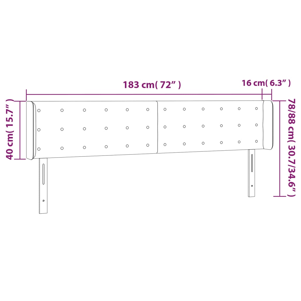 vidaXL Cabeceira de cama c/ abas tecido 183x16x78/88 cm cinzento-claro