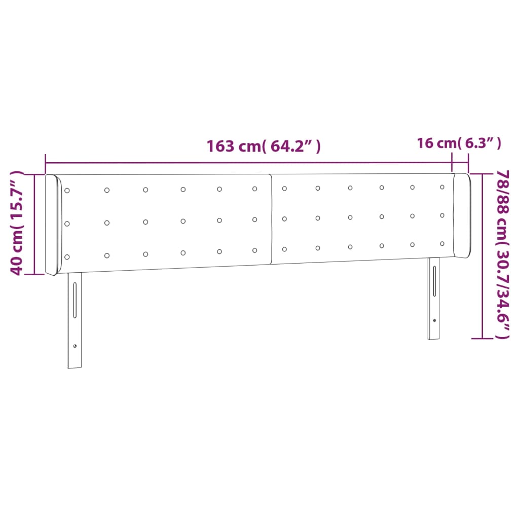 vidaXL Cabeceira de cama c/ abas veludo 147x16x78/88 cm cinzento-claro