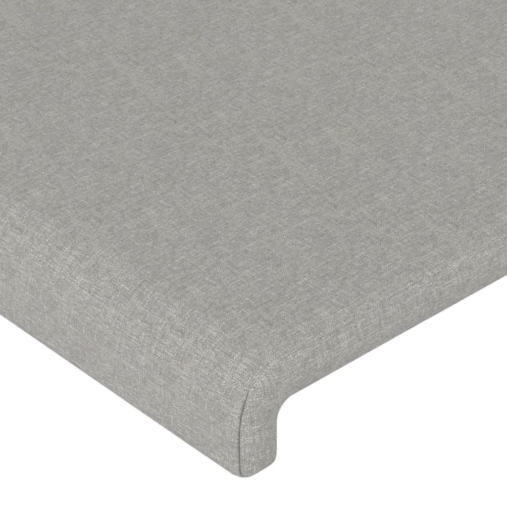 vidaXL Cabeceira de cama c/ abas tecido 93x16x118/128cm cinzento-claro