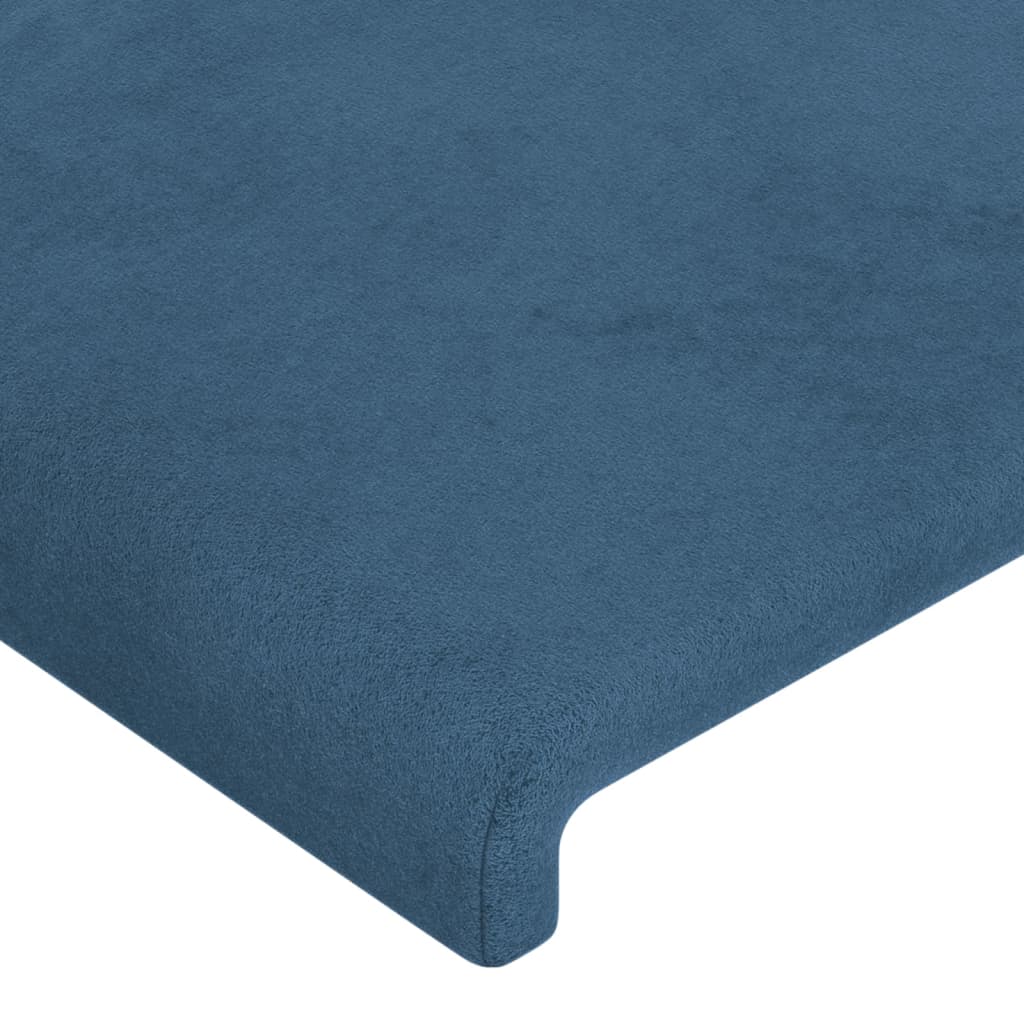 vidaXL Cabeceira cama c/ abas veludo 203x16x118/128 cm azul-escuro