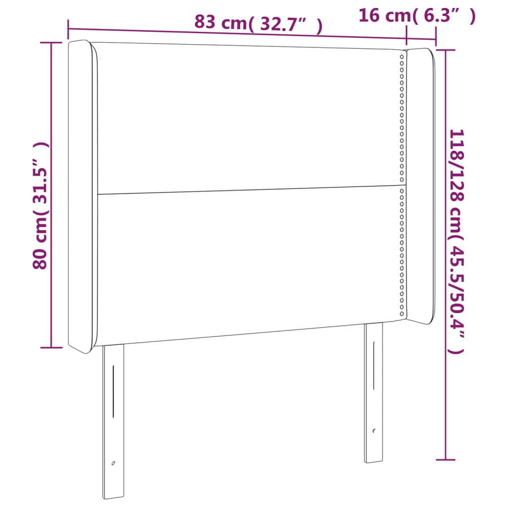 vidaXL Cabeceira cama c/ abas tecido 83x16x118/128 cm castanho-escuro