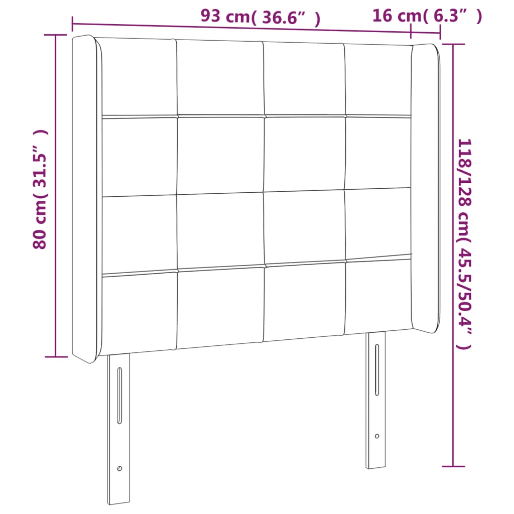 vidaXL Cabeceira cama c/ abas tecido 93x16x118/128 cm castanho-escuro