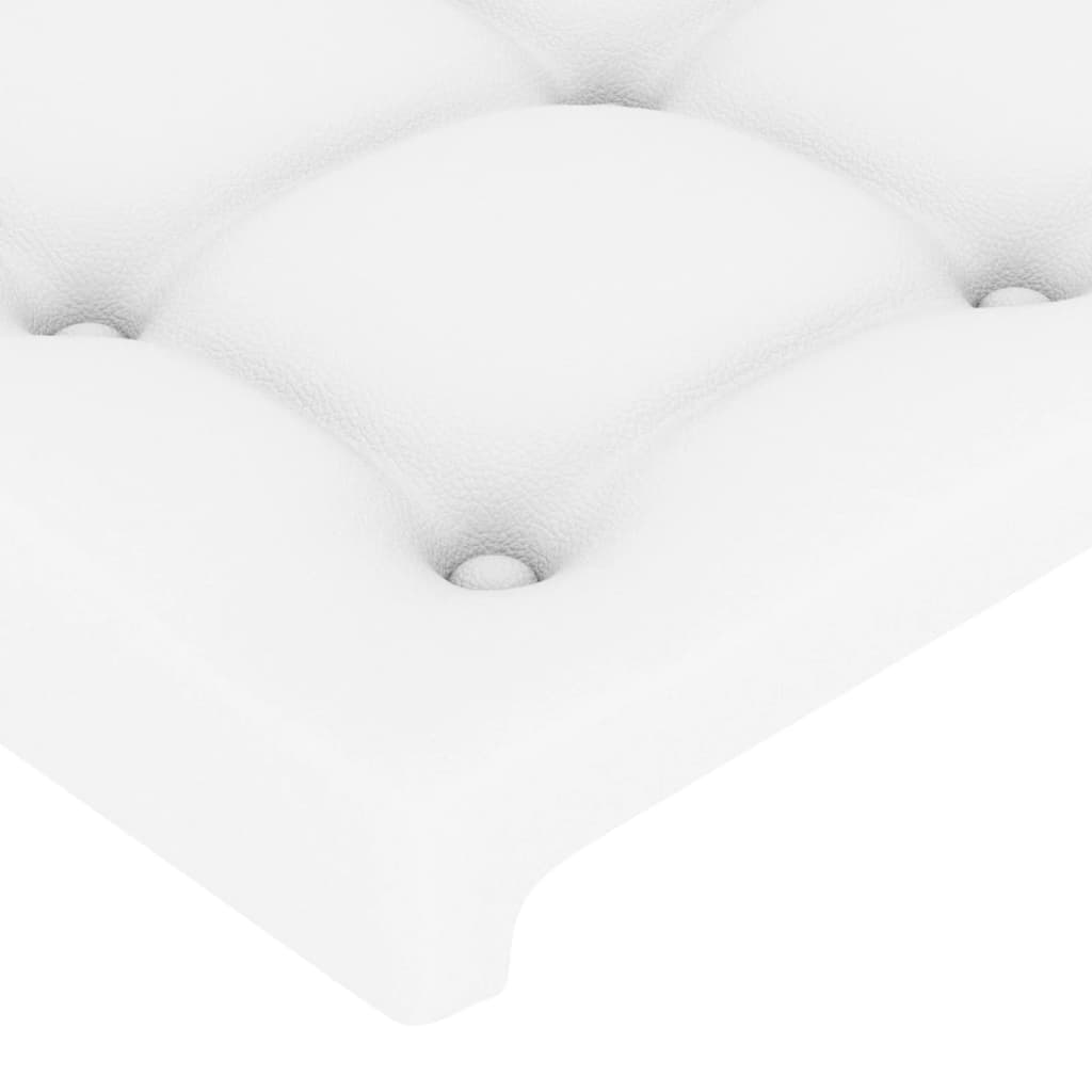 vidaXL Cabeceira cama c/ abas couro artificial 203x16x118/128cm branco