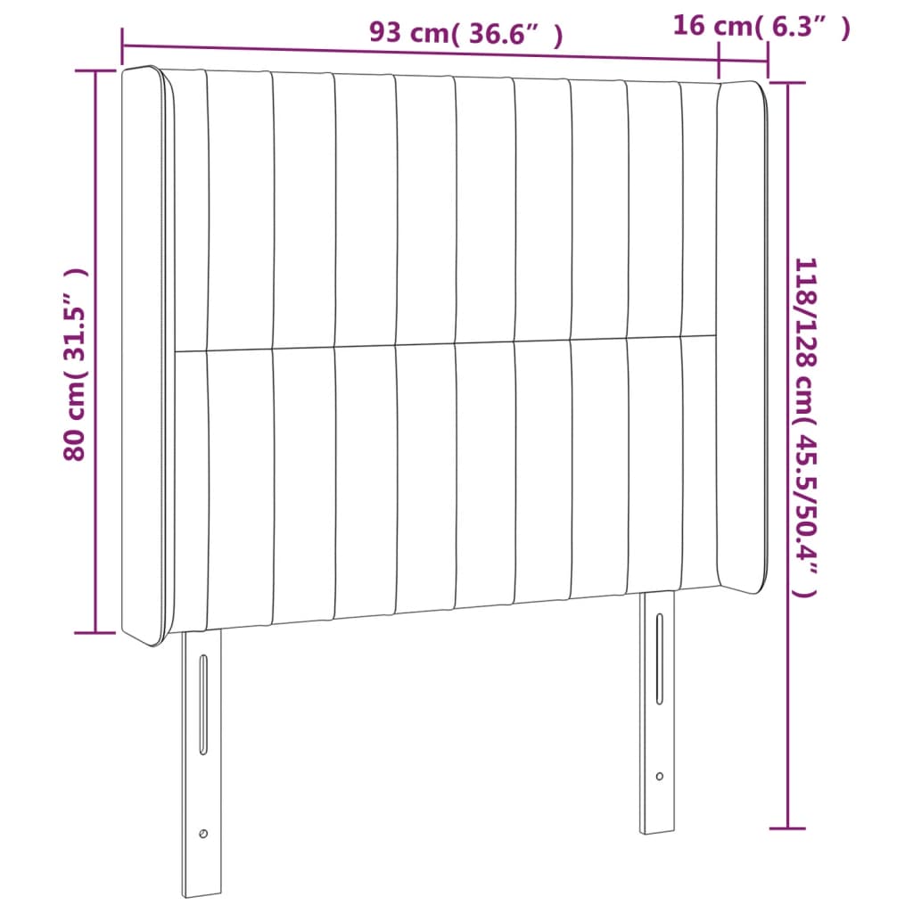 vidaXL Cabeceira cama c/ abas tecido 93x16x118/128 cm castanho-escuro