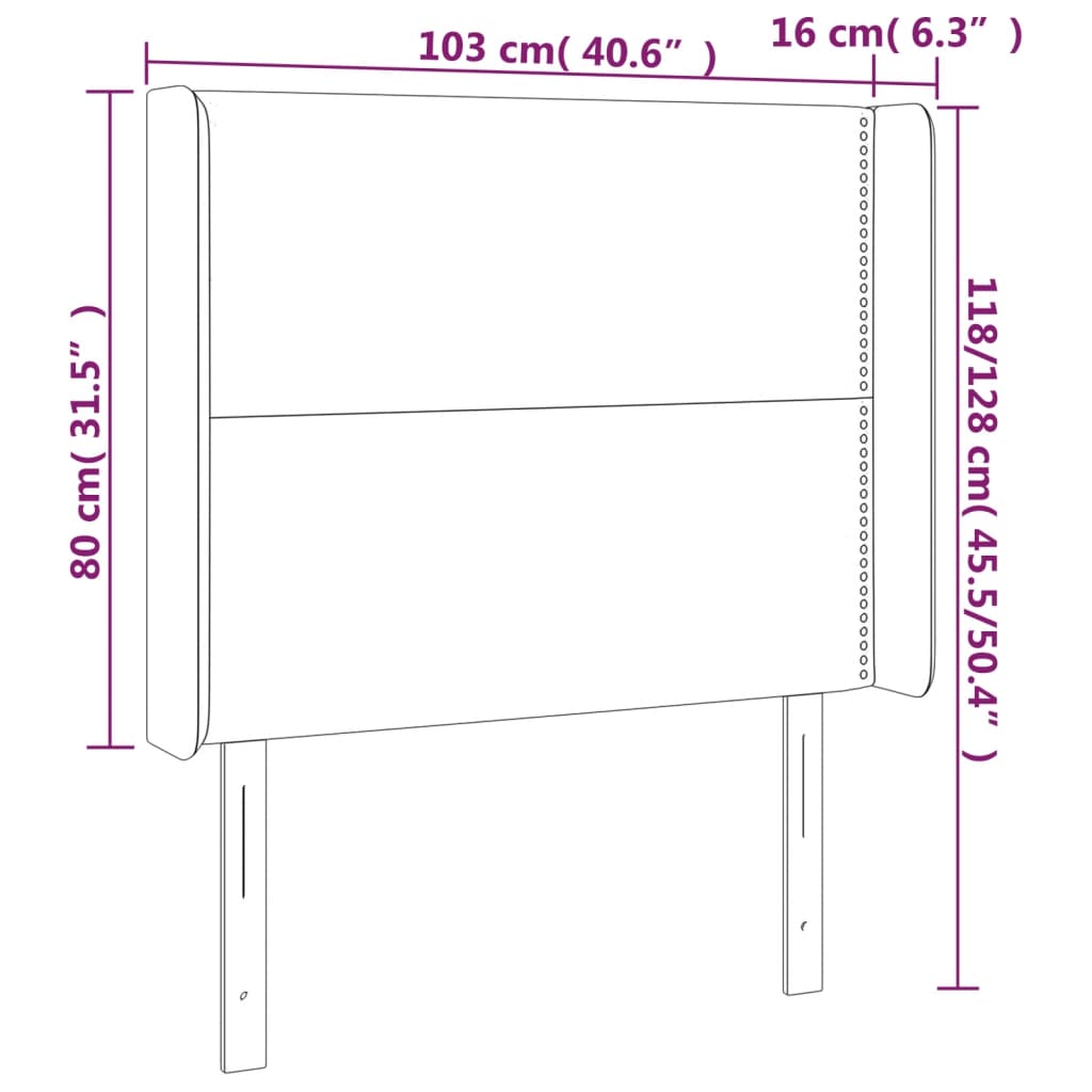 vidaXL Cabeceira cama c/ abas couro artificial 103x16x118/128cm branco