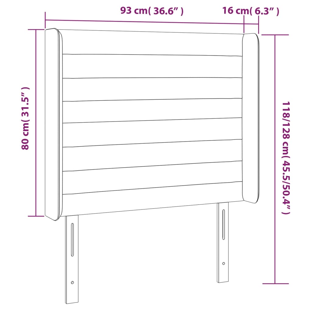 vidaXL Cabeceira cama c/ abas tecido 93x16x118/128 cm castanho-escuro