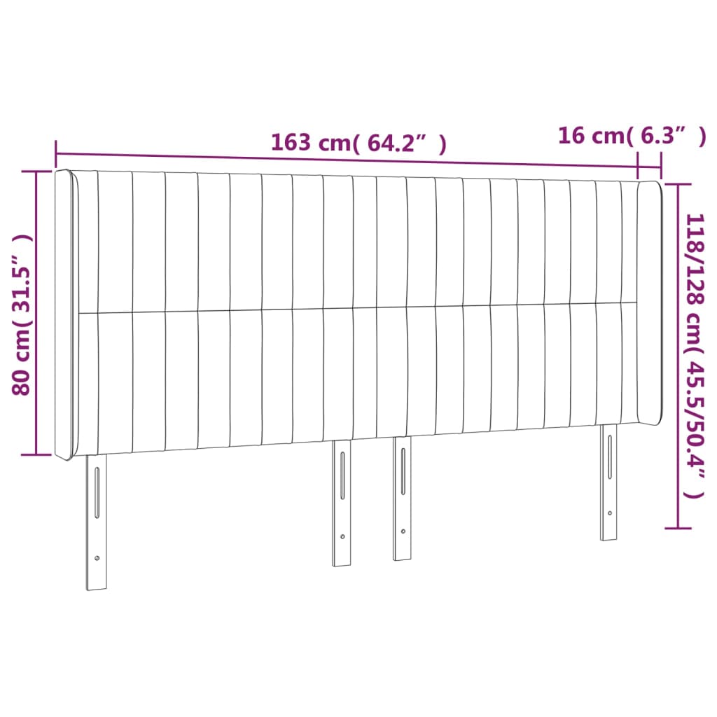 vidaXL Cabeceira de cama c/ abas tecido 163x16x118/128 cm cor crème