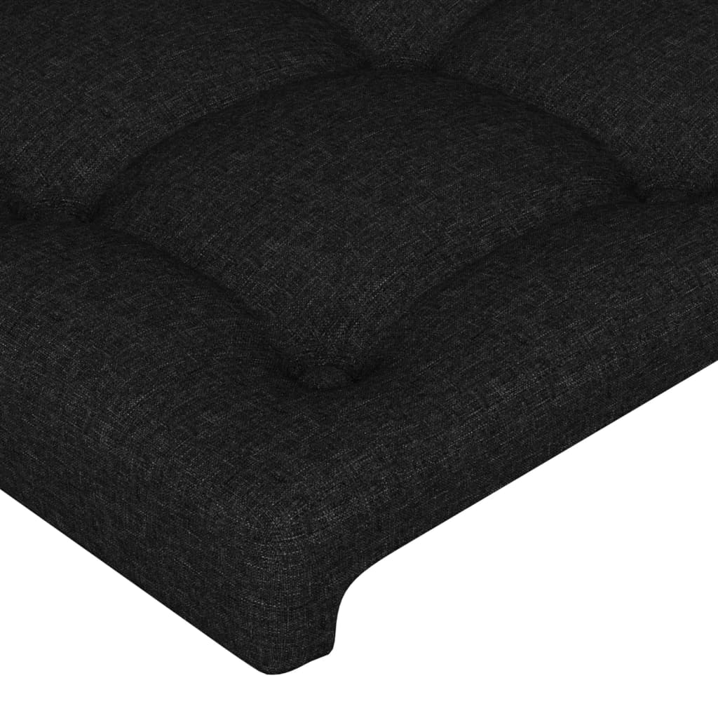 vidaXL Cabeceira de cama c/ abas tecido 147x16x118/128 cm preto