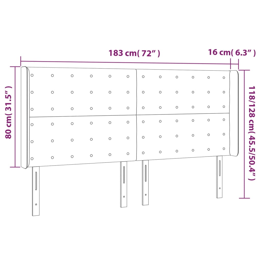 vidaXL Cabeceira cama c/ abas veludo 183x16x118/128 cm verde-escuro