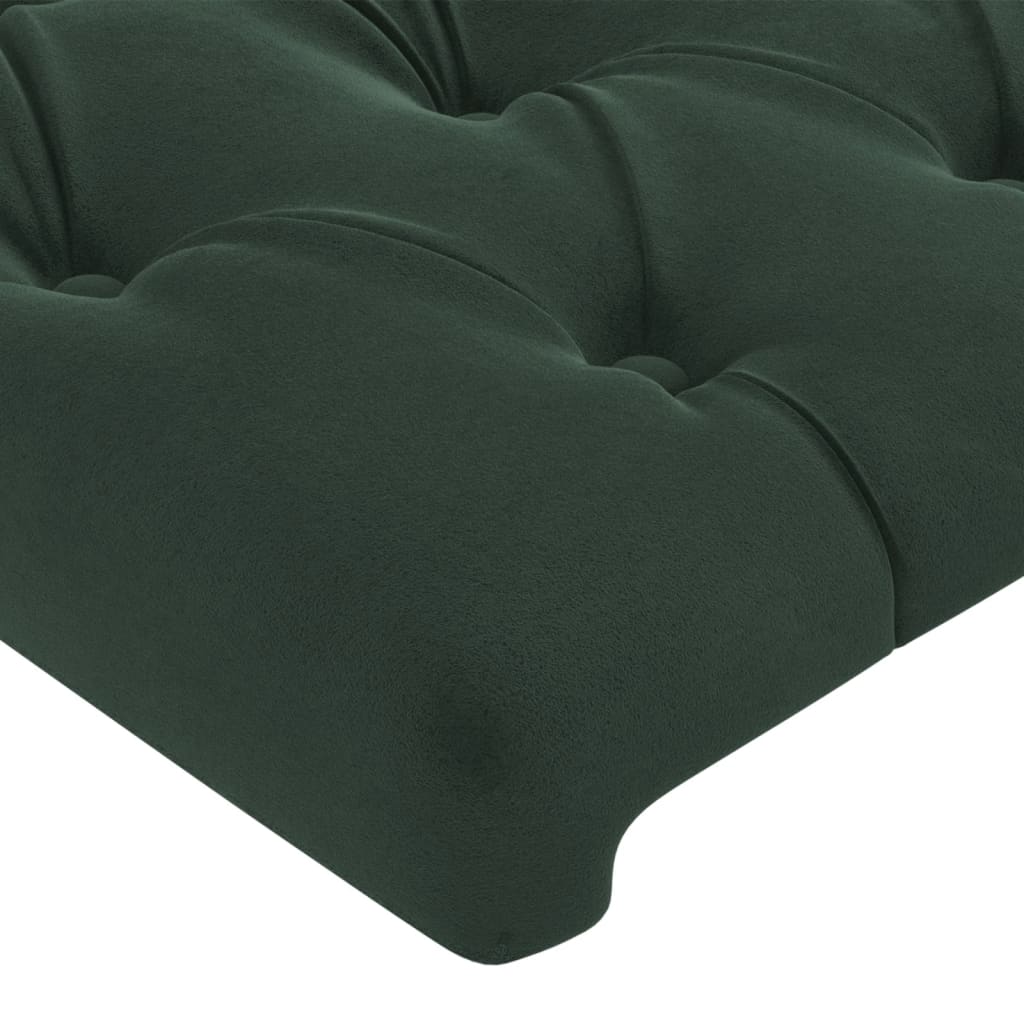 vidaXL Cabeceira cama c/ abas veludo 147x16x118/128 cm verde-escuro