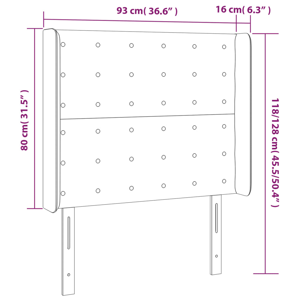 vidaXL Cabeceira cama c/ abas tecido 93x16x118/128 cm castanho-escuro