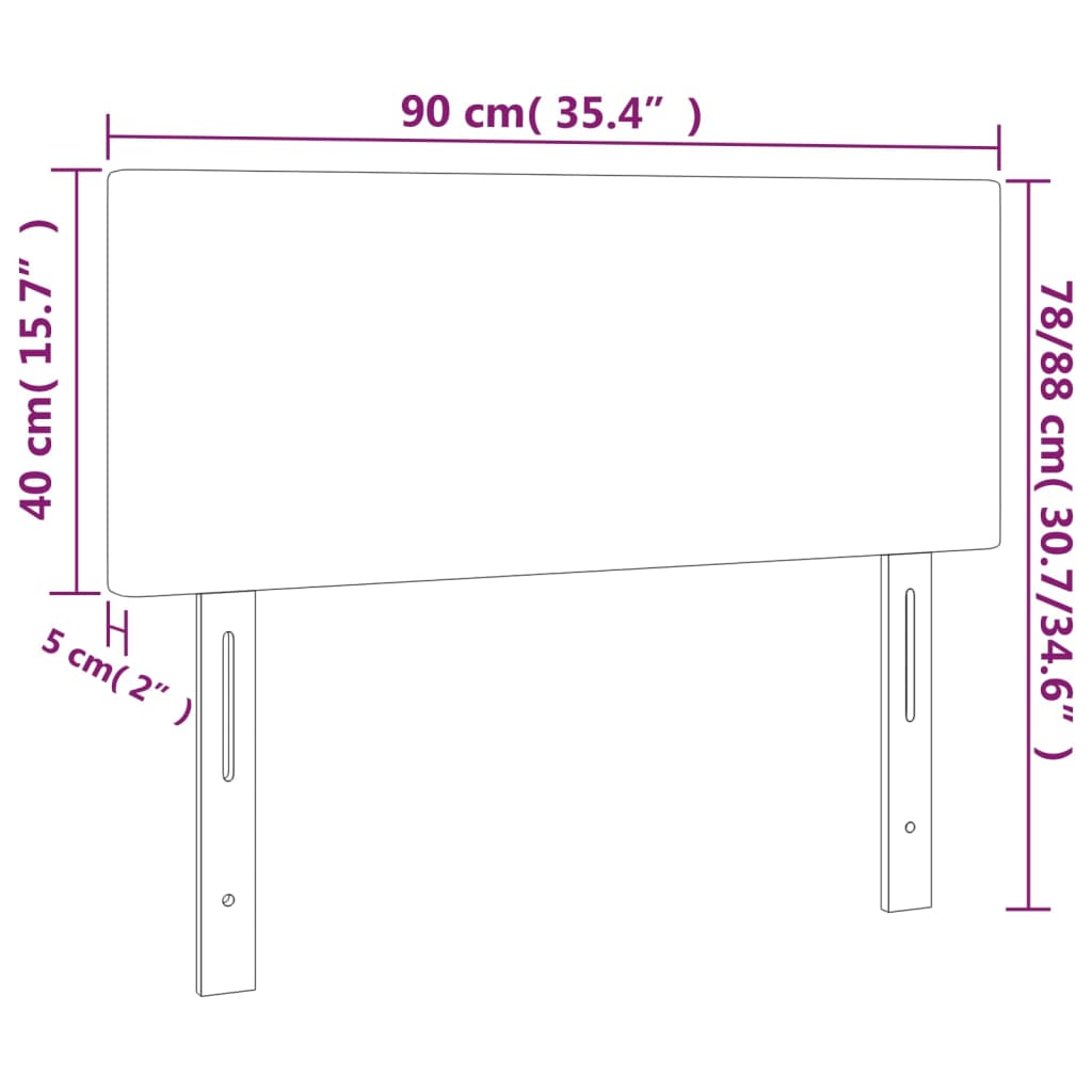 vidaXL Cabeceira de cama c/ luzes LED tecido 90x5x78/88 cm cinza-claro