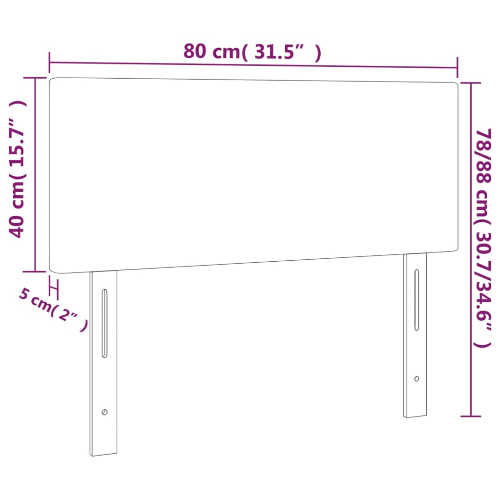 vidaXL Cabeceira de cama c/ luzes LED tecido 80x5x78/88 cm castanho