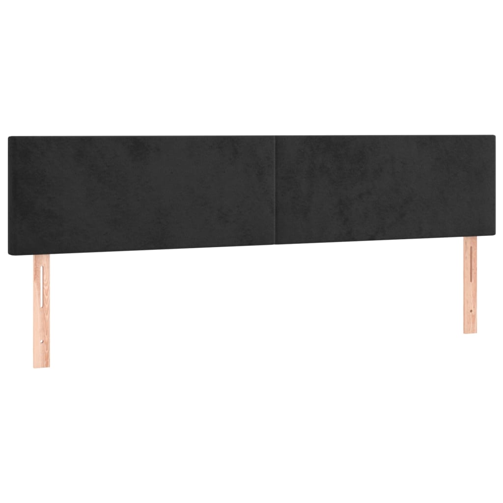 vidaXL Cabeceira de cama c/ luzes LED veludo 180x5x78/88 cm preto