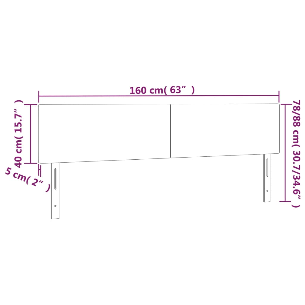 vidaXL Cabeceira de cama c/ luzes LED tecido 160x5x78/88 cm preto