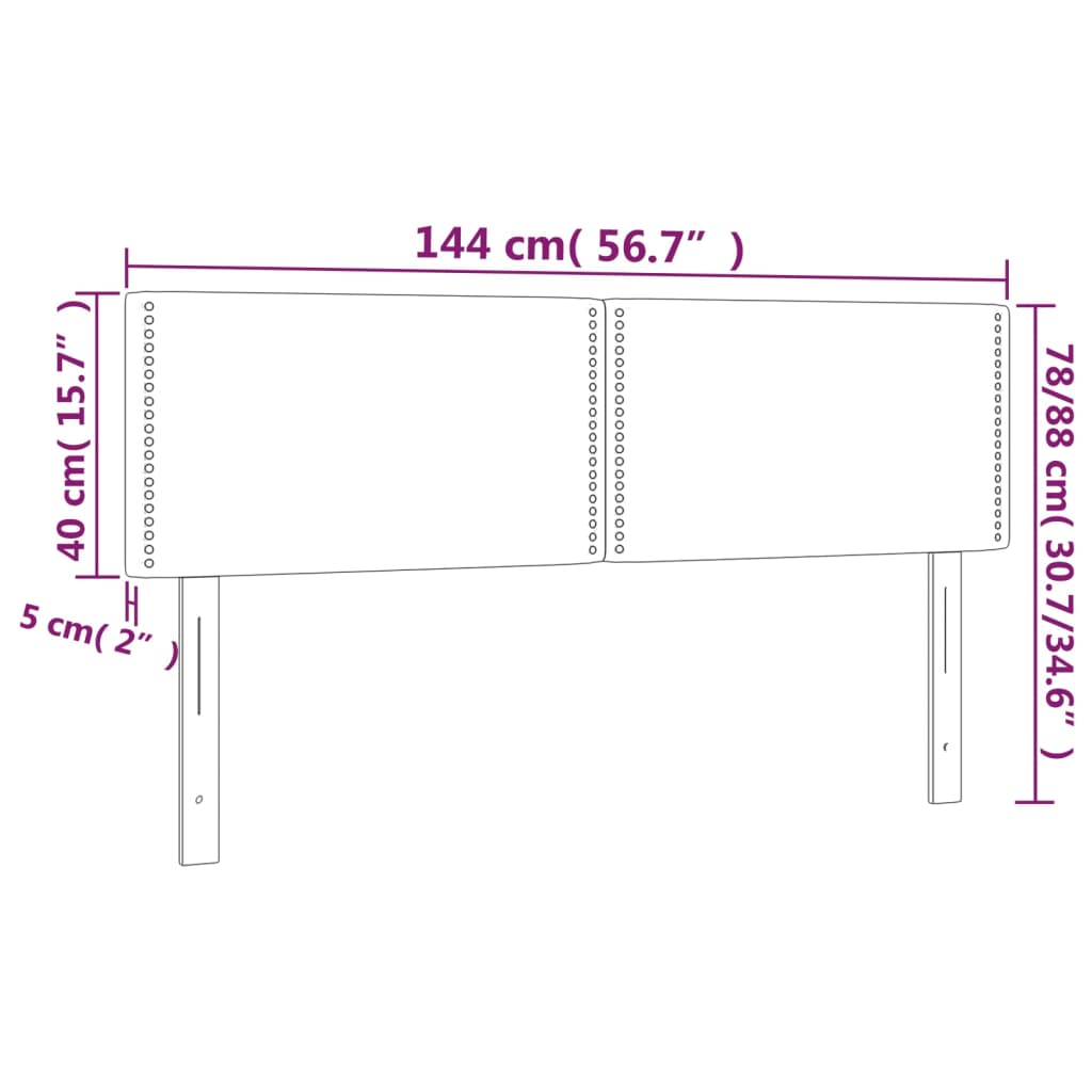 vidaXL Cabeceira de cama c/luzes LED tecido 144x5x78/88cm cinza-escuro