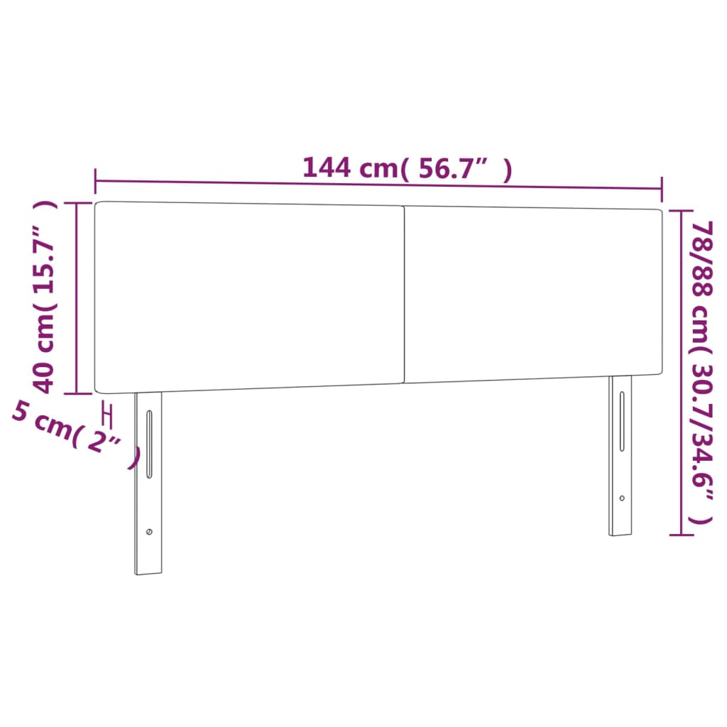 vidaXL Cabeceira de cama c/ luzes LED veludo 144x5x78/88 cm preto