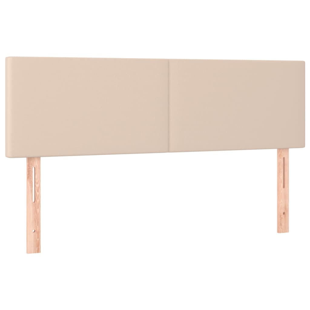 vidaXL Cabeceira cama c/ LED couro artificial 144x5x78/88cm cappuccino