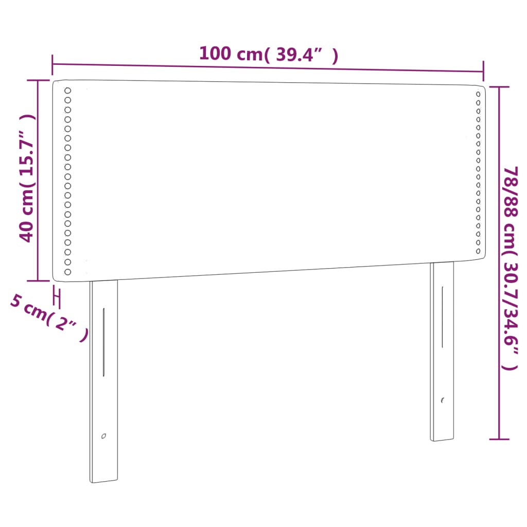 vidaXL Cabeceira de cama c/ luzes LED tecido 100x5x78/88 cm cor creme