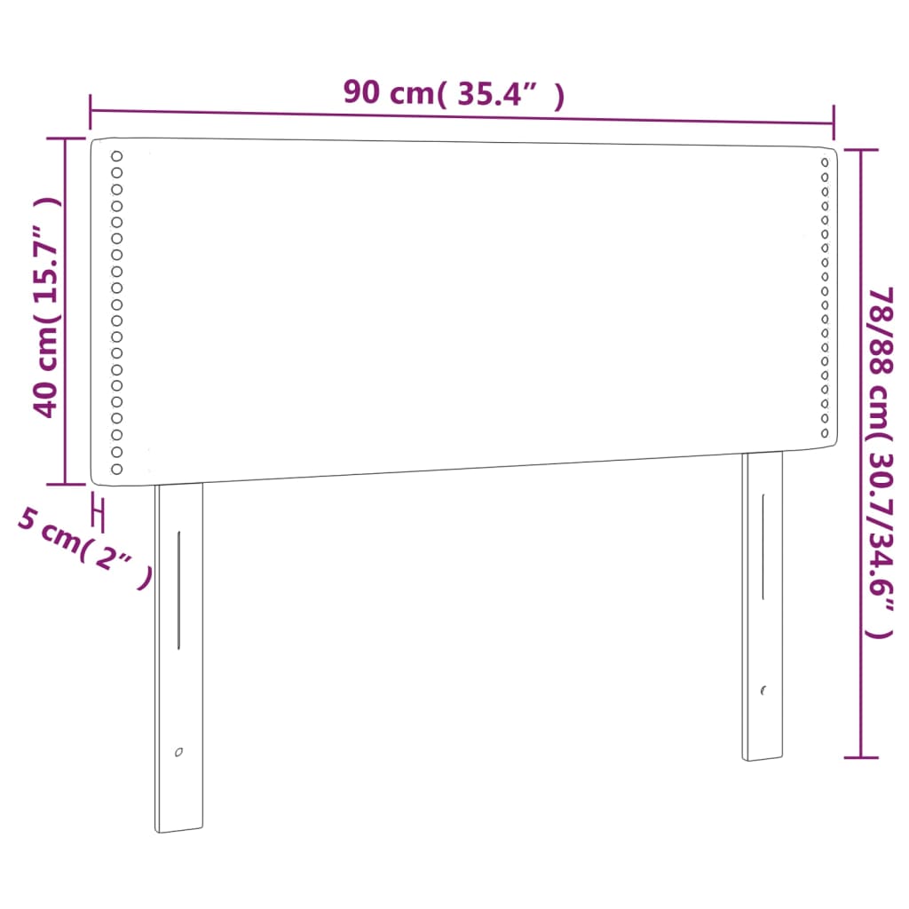 vidaXL Cabeceira cama c/ LED couro artificial 90x5x78/88 cm cappuccino