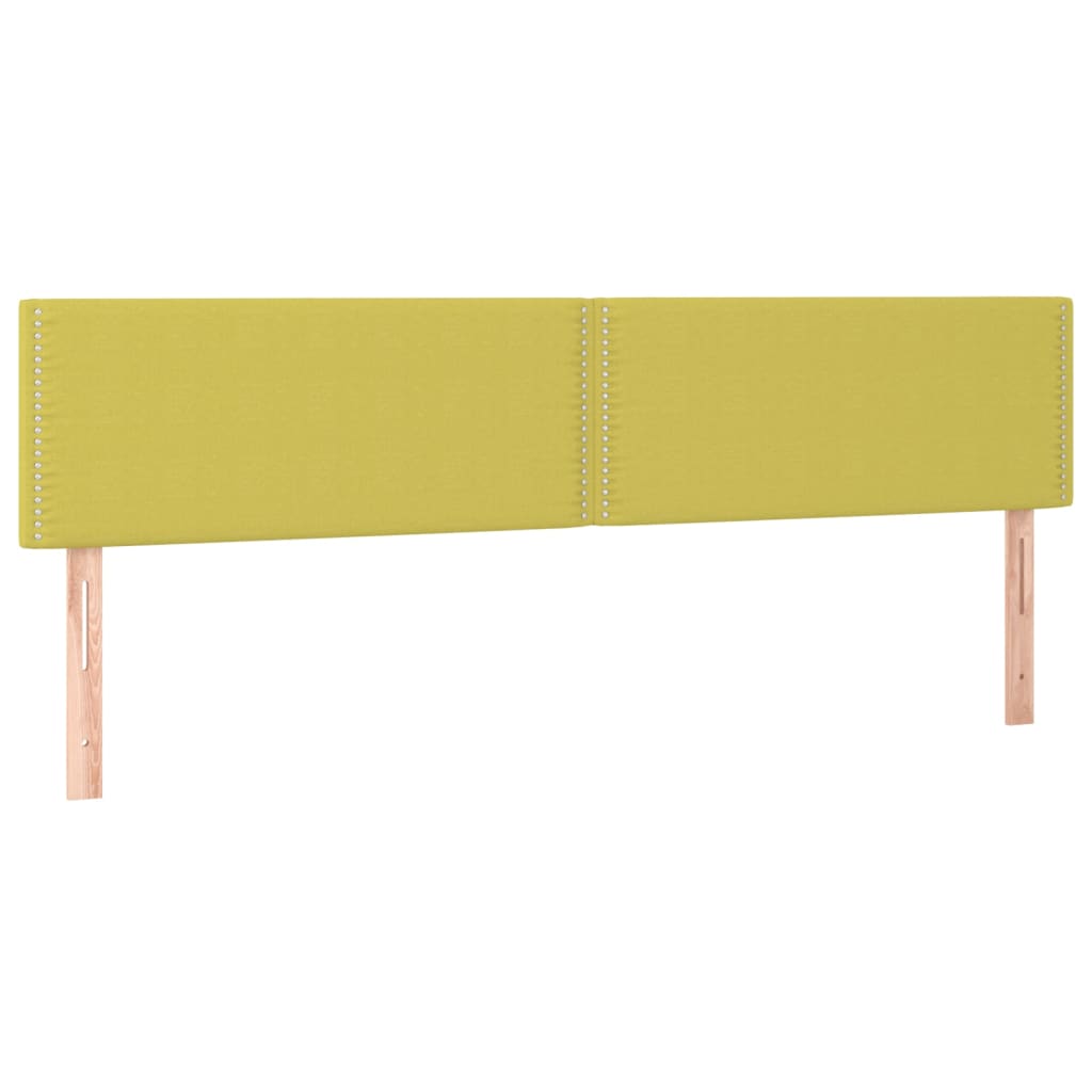 vidaXL Cabeceira de cama c/ luzes LED tecido 200x5x78/88 cm verde