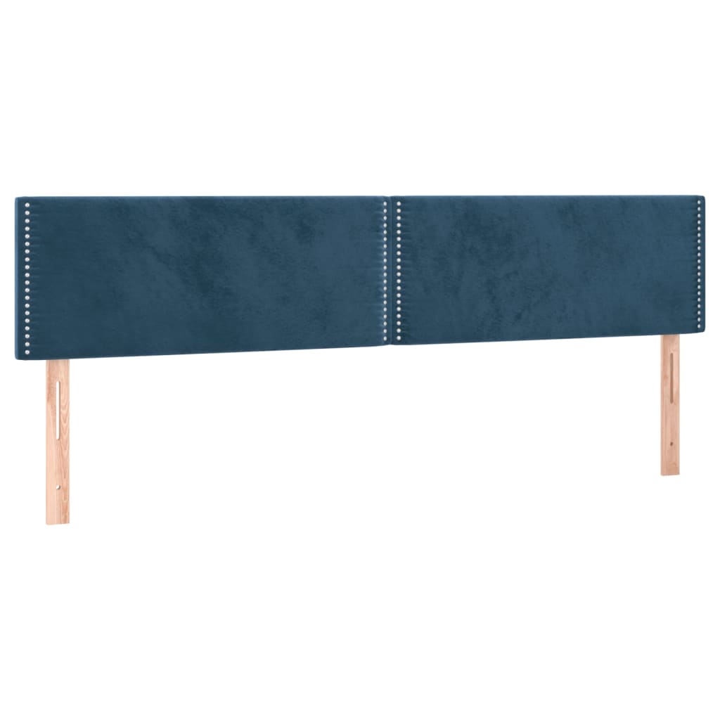 vidaXL Cabeceira de cama c/ luzes LED veludo 180x5x78/88cm azul-escuro