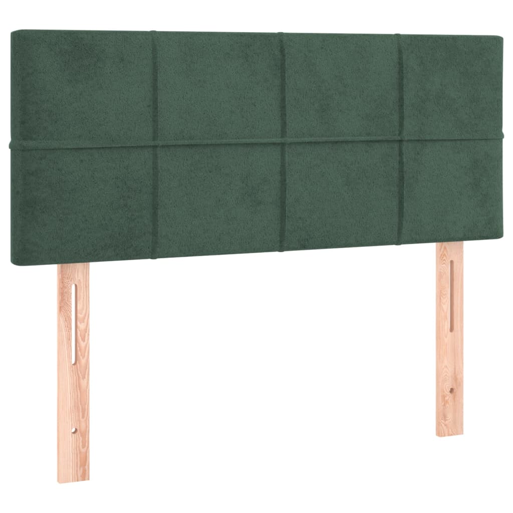 vidaXL Cabeceira de cama c/ luzes LED veludo 80x5x78/88cm verde-escuro