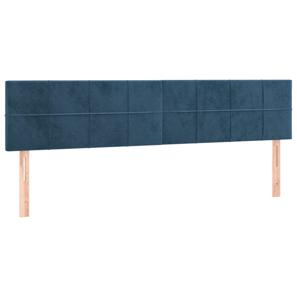 vidaXL Cabeceira de cama c/ luzes LED veludo 160x5x78/88cm azul-escuro