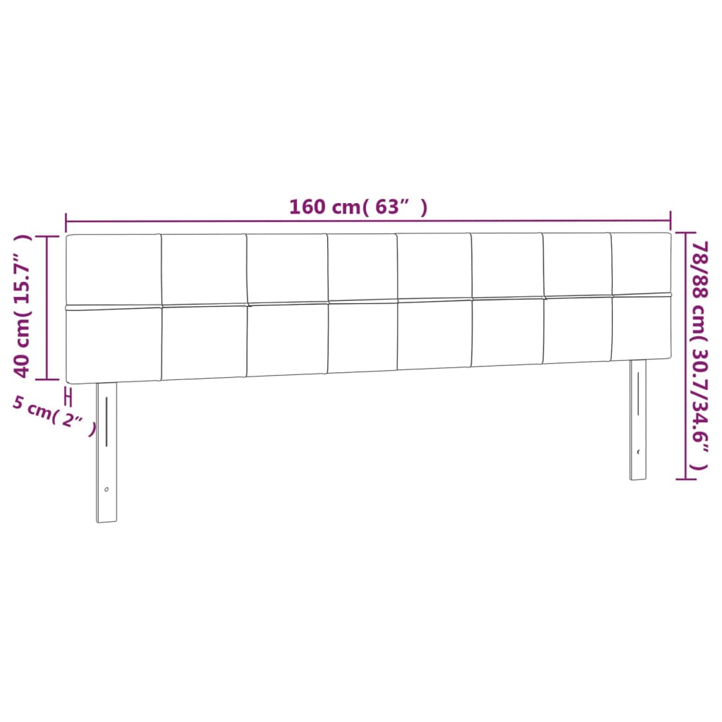 vidaXL Cabeceira de cama c/ luzes LED veludo 160x5x78/88cm azul-escuro